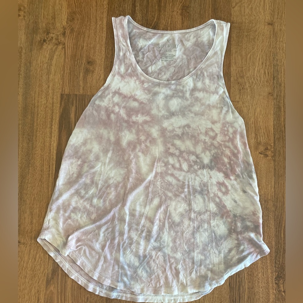 White, gray, pink tank top